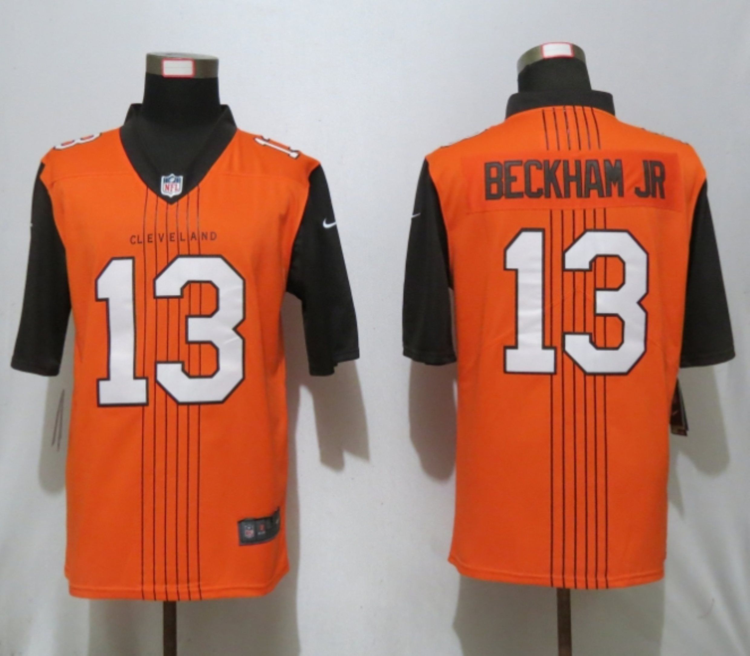 Men Cleveland Browns 13 Beckham jr Orange Nike Vapor Limited City Edition NFL Jersey